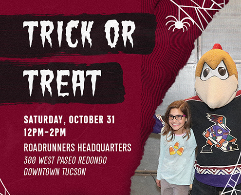 Dusty Invites Fans To Trick or Treat At Roadrunners Headquarters - TucsonRoadrunners.com