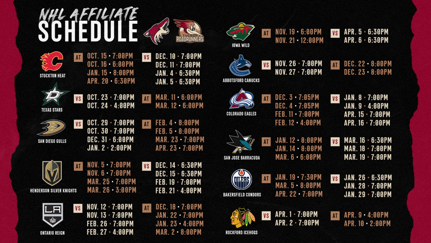 Roadrunners Release Regular Season Schedule For 20212022