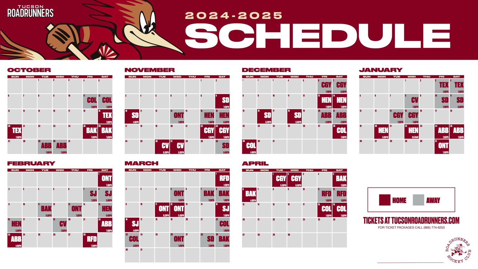 Roadrunners Release 20242025 Schedule