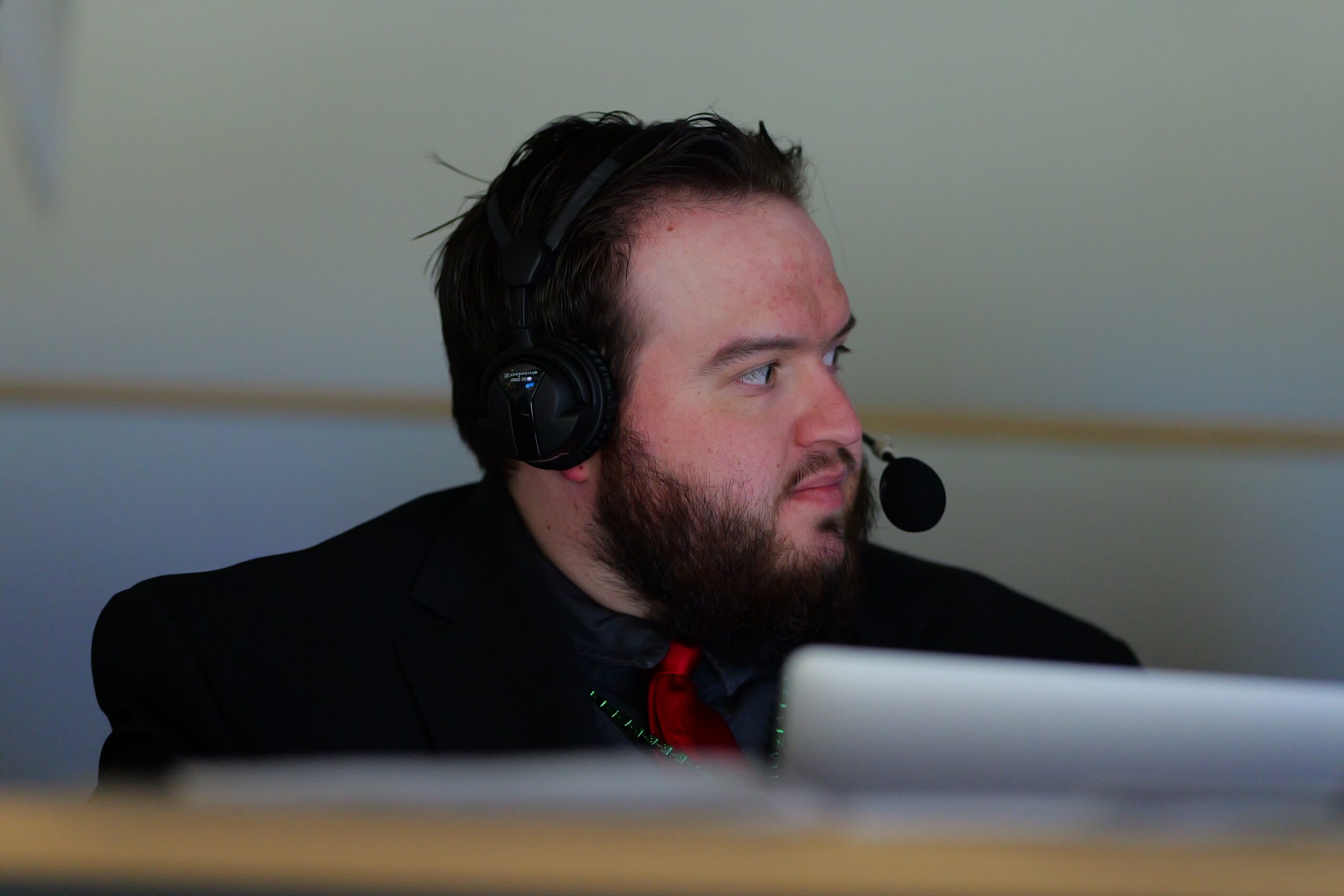 Guest PA announcer calling the game from the broadcast booth