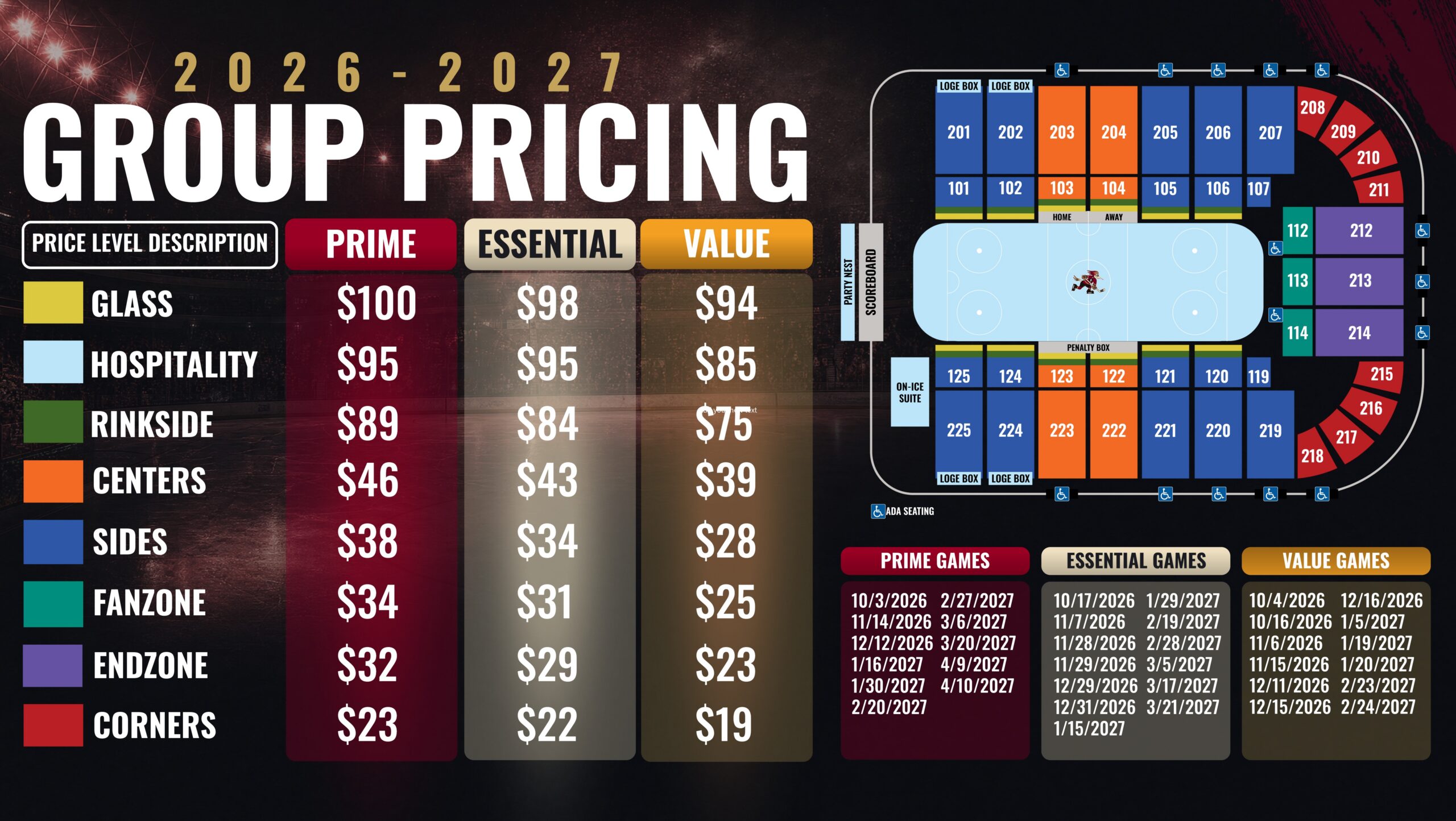 Group package seating map